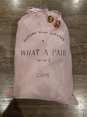 Odeme Silicone Wine Glasses in Light Pink with Gold Accents (Set of 2)